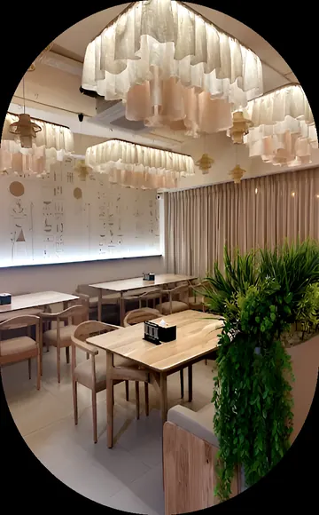 Restaurant interior with Middle Eastern decor